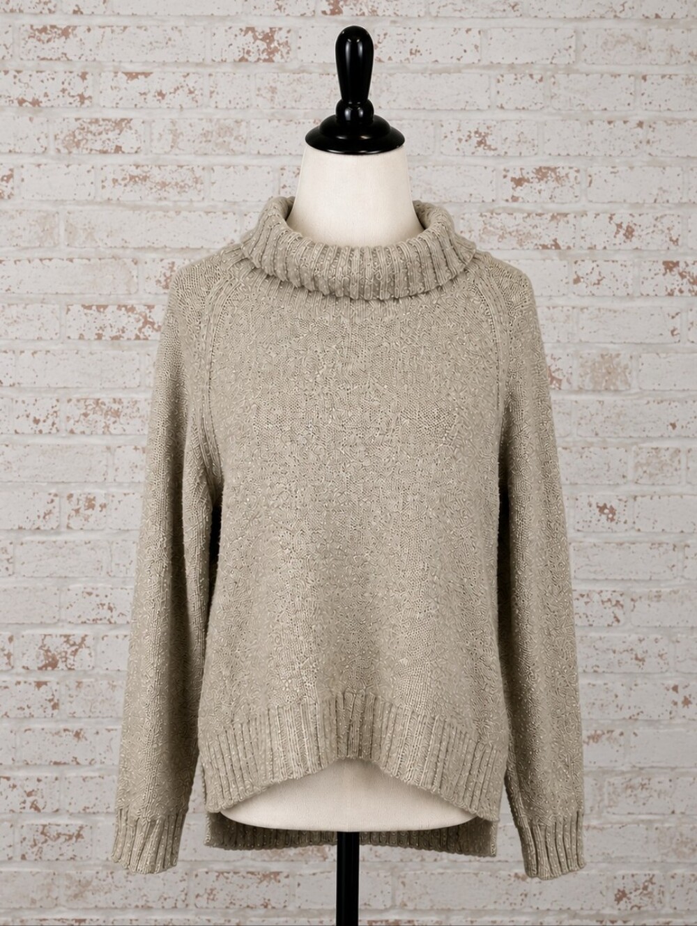 Pink Lily Cowl Neck Knit Sweater | Small | Gray | Cozy High-Low Hem